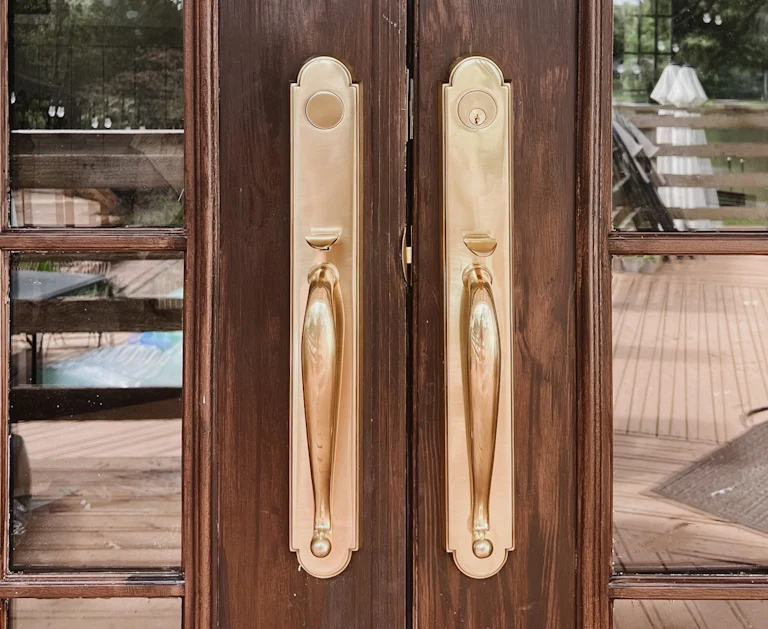 Custom EMTEK door hardware — knobs, levers, and finishes