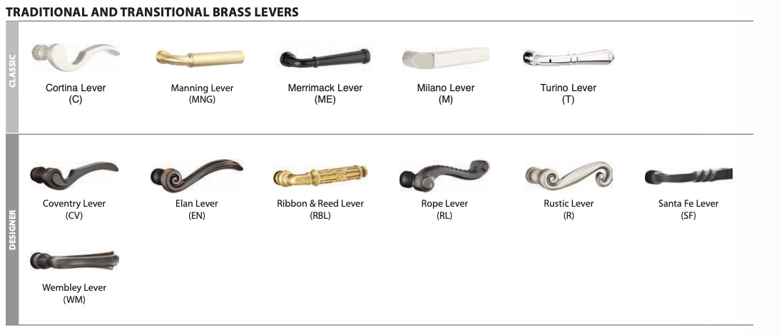 Traditional & Transitional Brass Levers